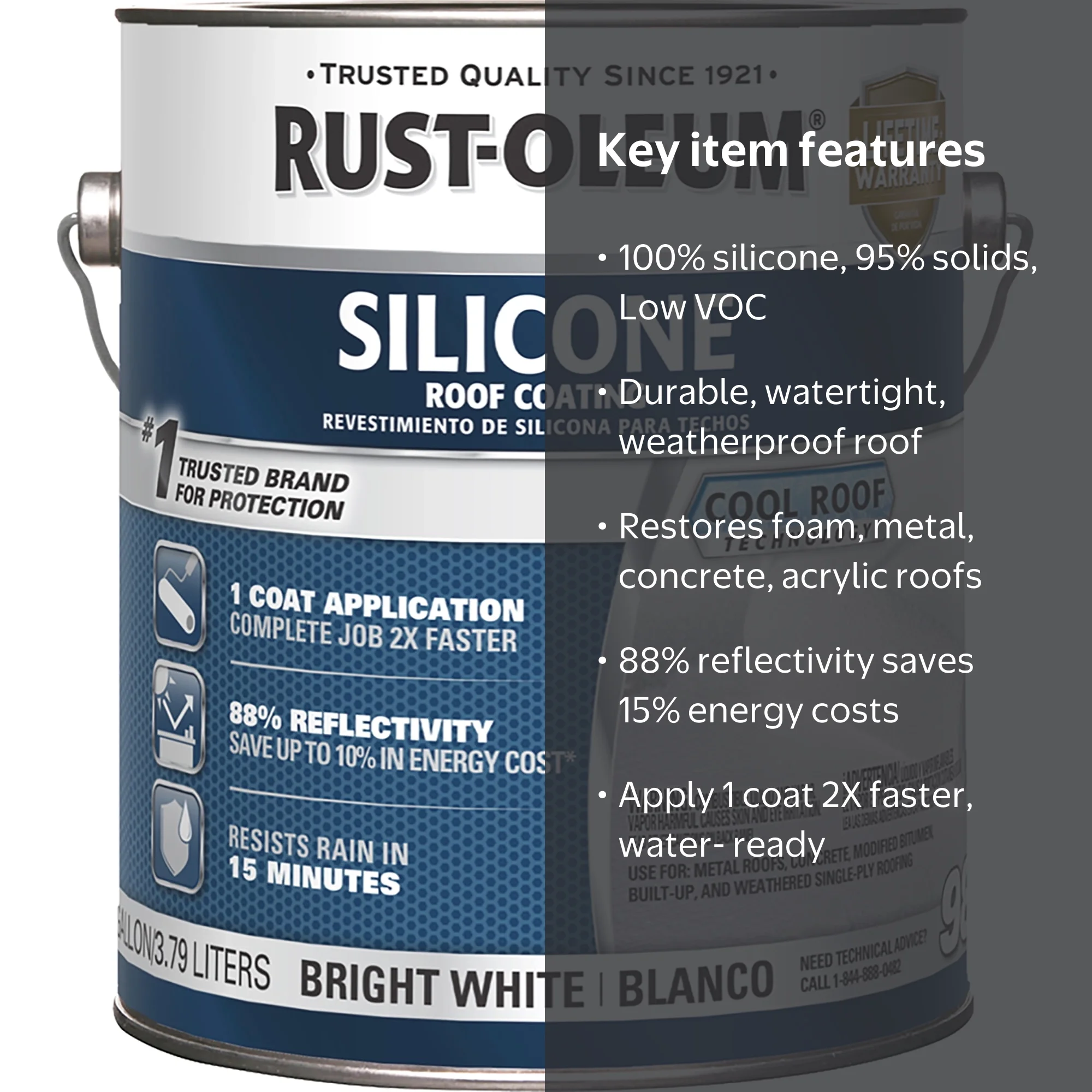 レインボーsunさま専用白麗３キロ Rust-Oleum, Roofing 985 Silicone Roof Coating, 363836, White