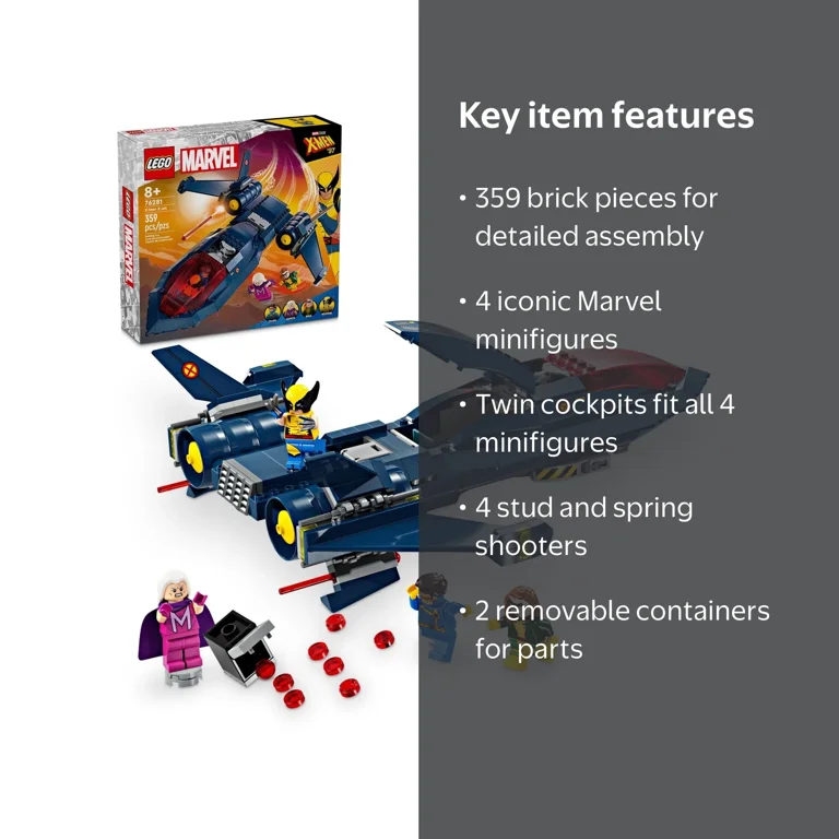 LEGO Marvel X-Men X-Jet Toy Plane Model Kit, Disney Plus Inspired