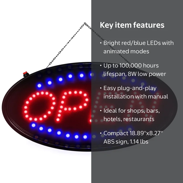 iMounTEK LED Open Business Sign, Animated Motion Ultra Bright for