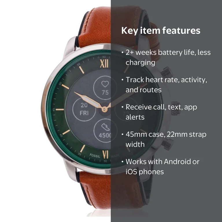 Fossil Men's Neutra Hybrid HR Smartwatch, Brown Leather, FTW7026