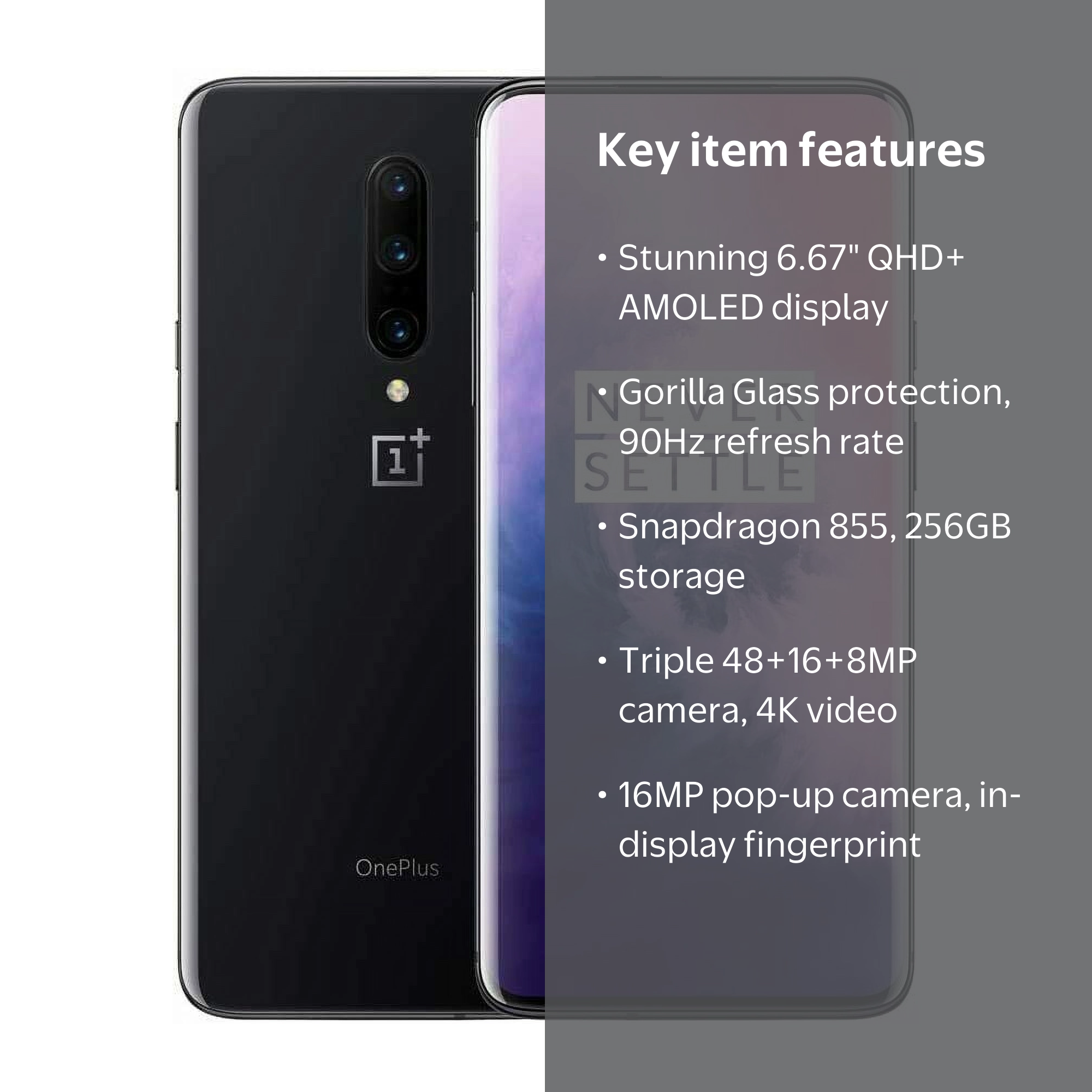 OnePlus7 スマートフォン 本体 256GB 8GB RAM ブラック OnePlus 7 Pro Unlocked Cell, 256GB Android Smartphone, 6.67 inch