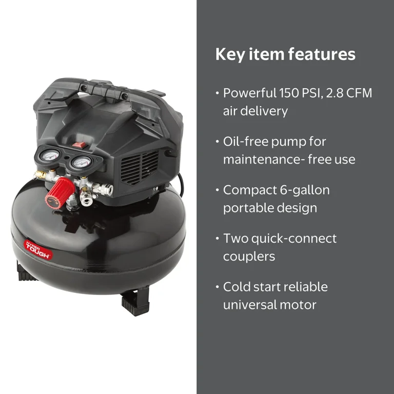 Free Shipping! Hyper Tough Pancake Air Compressor 6 gal 150 PSI