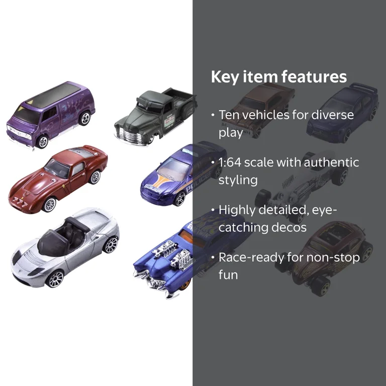 Hot Wheels 10-Pack Toy Cars, Styles May Vary, Collectible Set