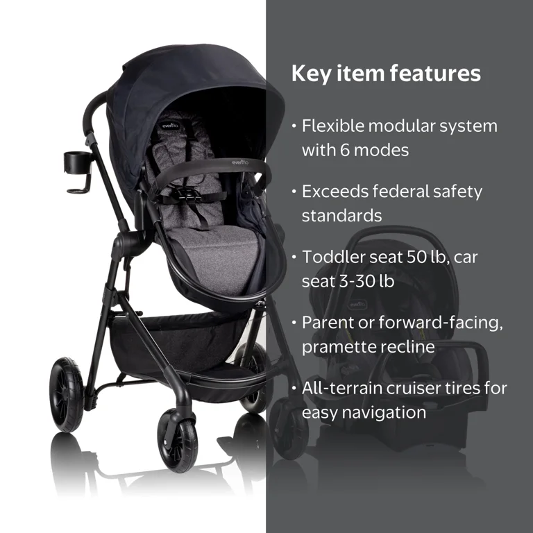 Evenflo, Travel System, LiteMax Infant Car Seat, Casual Gray
