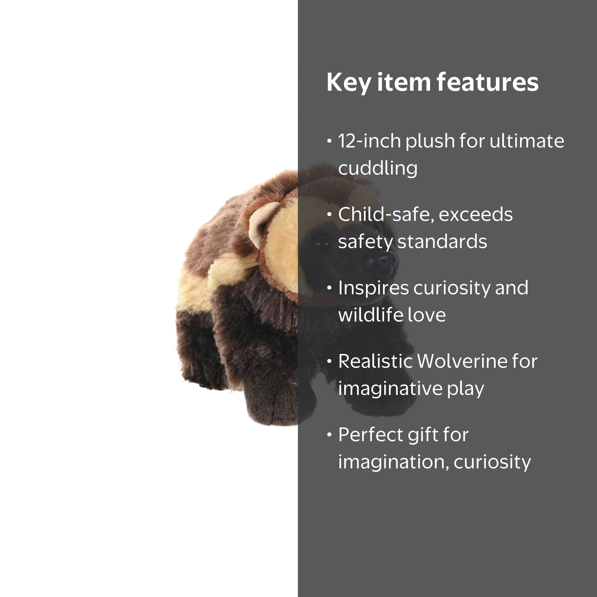Wild Republic Wolverine Plush, Stuffed Animal, Plush Toy, Gifts