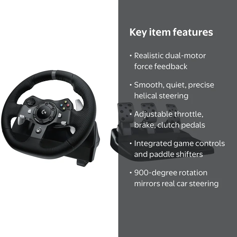 Logitech G920 Driving Force - Wired Wheel & Pedals Set for PC