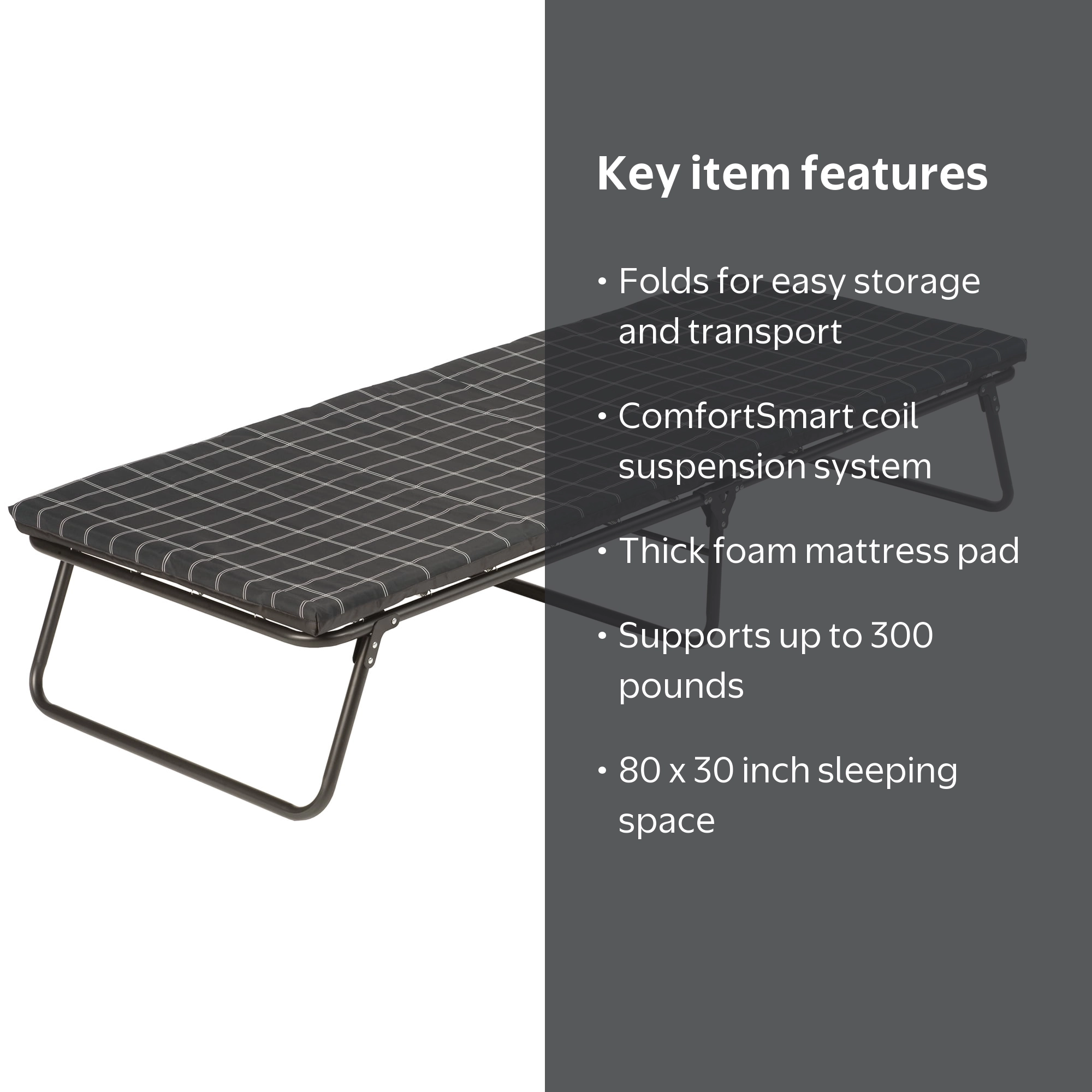 Coleman, Camping Cot, Deluxe Gray, 80 x 30 x 15 in - Walmart.com