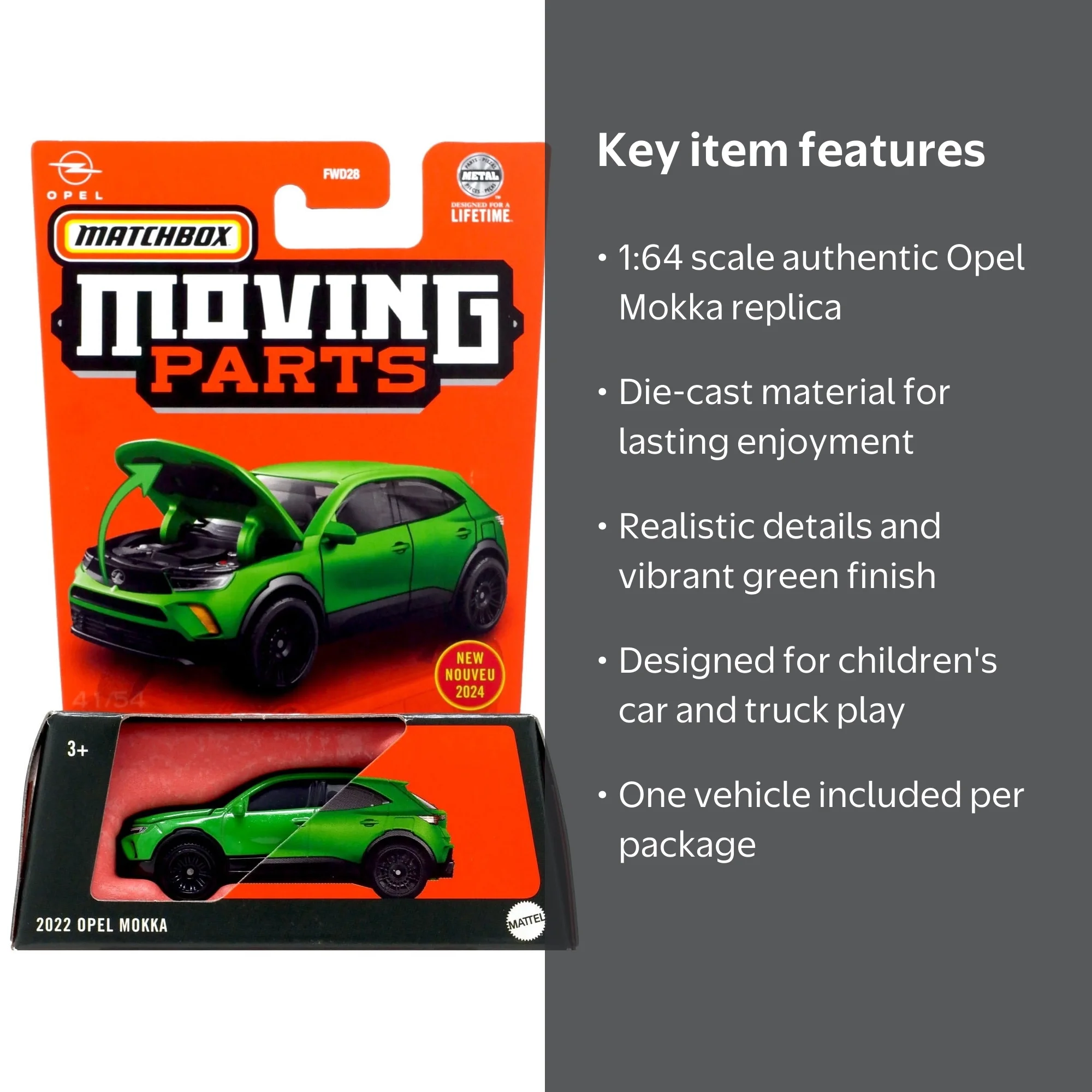 Matchbox Moving Parts 2022 Opel Mokka Diecast Car, 1-Pack