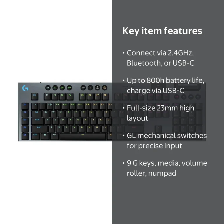 Logitech, Gaming Keyboard, G915 X LIGHTSPEED, Wireless, Full-Size