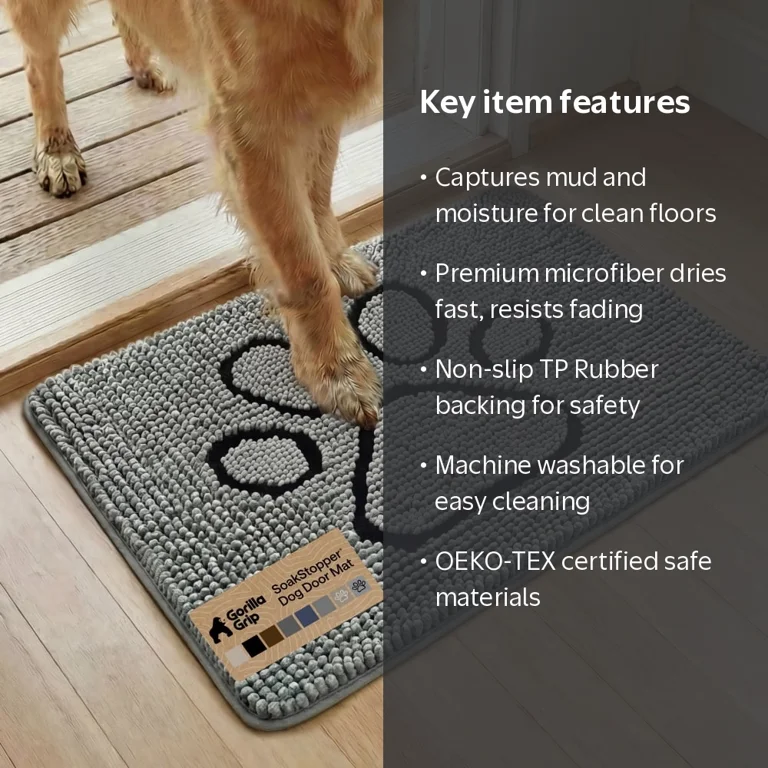 Gorilla Grip Ultra Absorbent Doormat for Muddy Dog Paws, 24x17