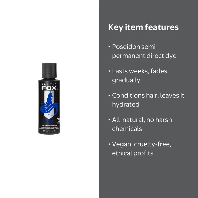 Arctic Fox Semi-Permanent Hair Color - Poseidon 4oz - Walmart.com