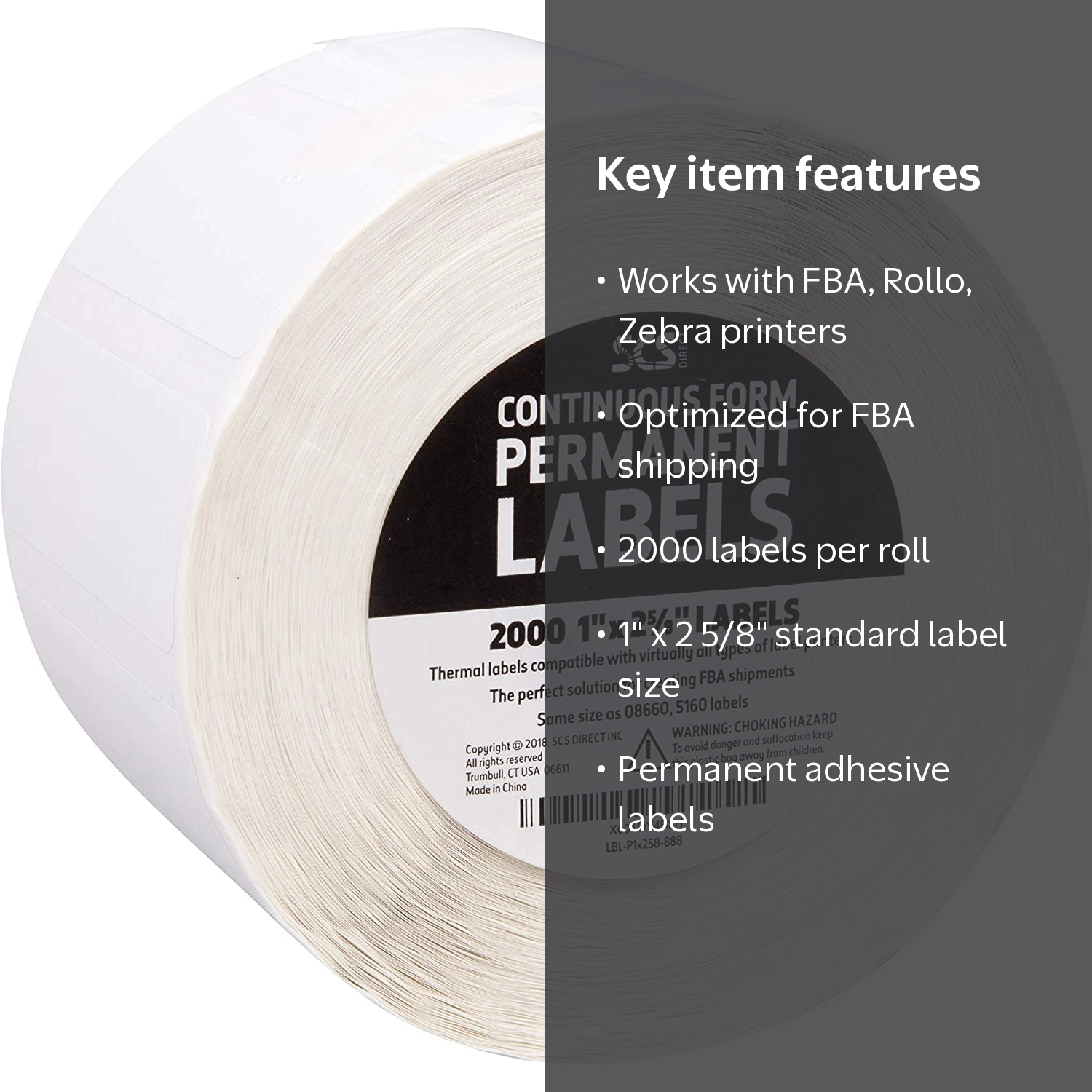 SCS Labels Thermal Label Printer Roll - 2000 (1