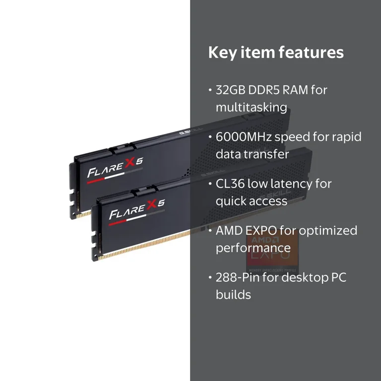 G.SKILL Flare X5 Series AMD EXPO DDR5 Desktop Memory 32GB 6000MHz