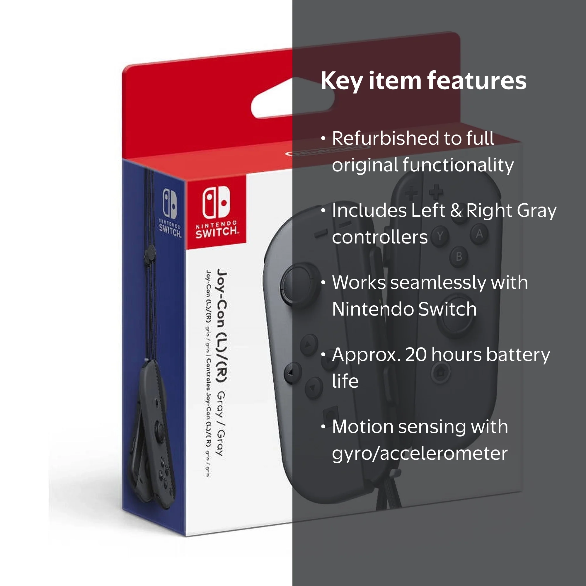 Restored Nintendo Switch - Joy-Con (L/R) - Gray Controllers
