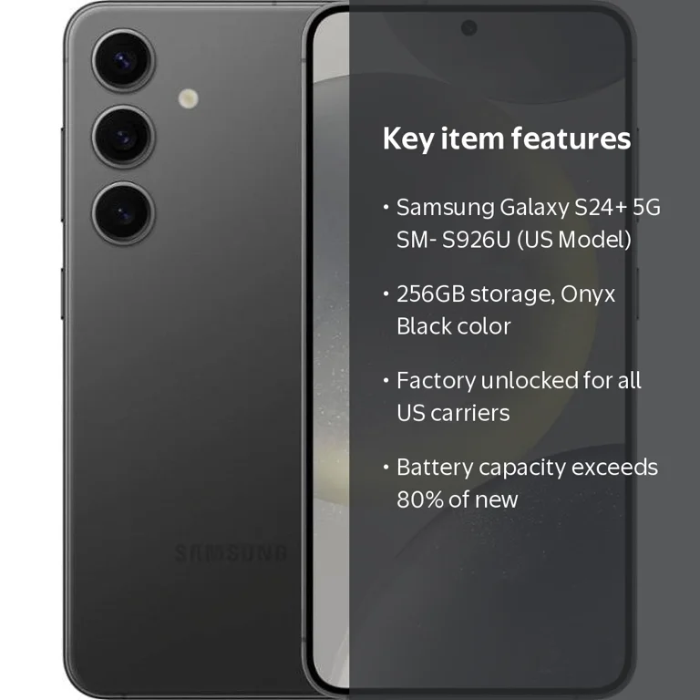 Samsung, Galaxy S24 Plus 5G, 256GB, Onyx Black, Refurbished Samsung, Galaxy S24 Plus 5G, 256GB, Onyx Black, Refurbished