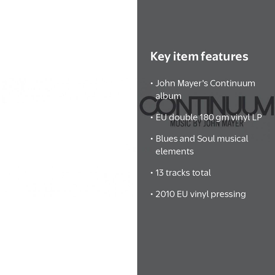 John Mayer, Continuum, Blues and Soul Vinyl, Music and Performance