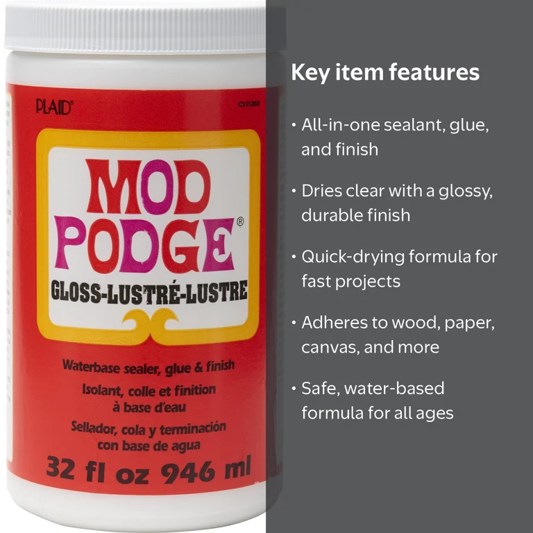 Mod Podge Gloss Sealer, Glue, and Finish, 32 fl oz