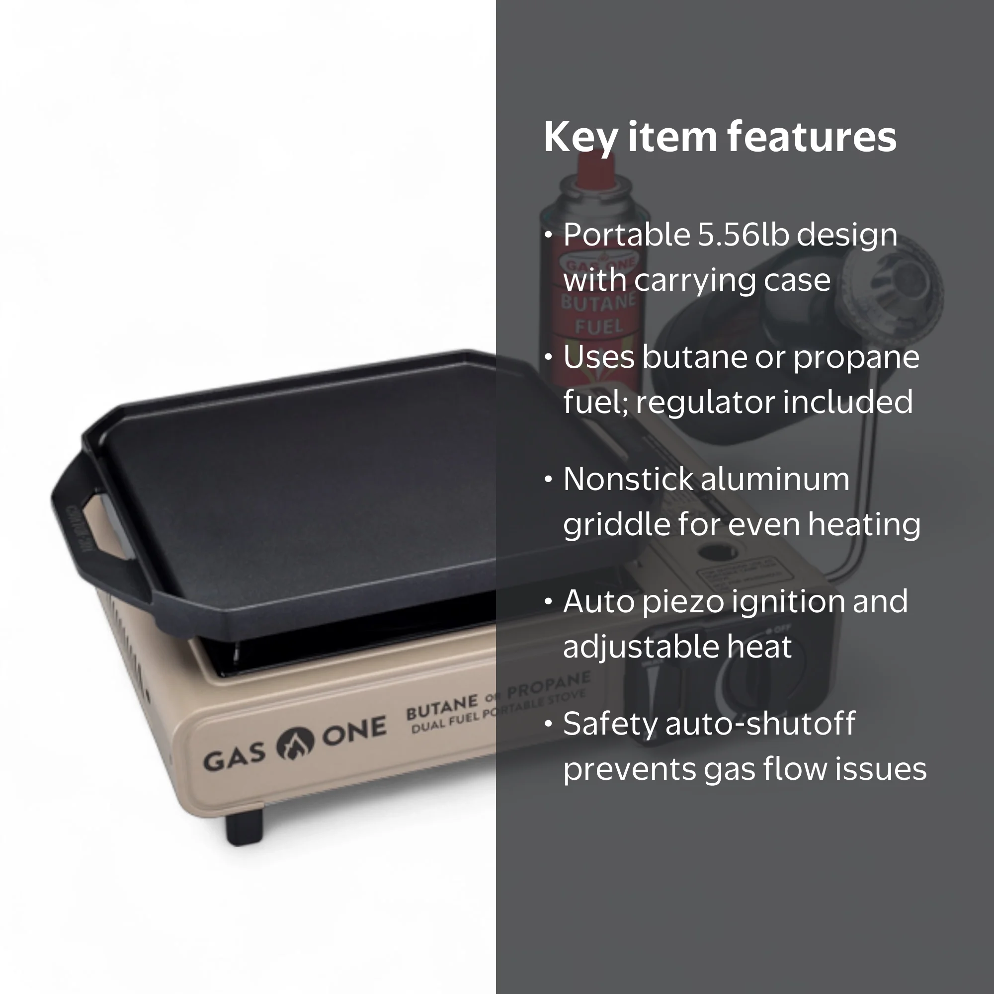 GasOne GS-3400P-KIT Propane or Butane Gas Stove with Flat Top