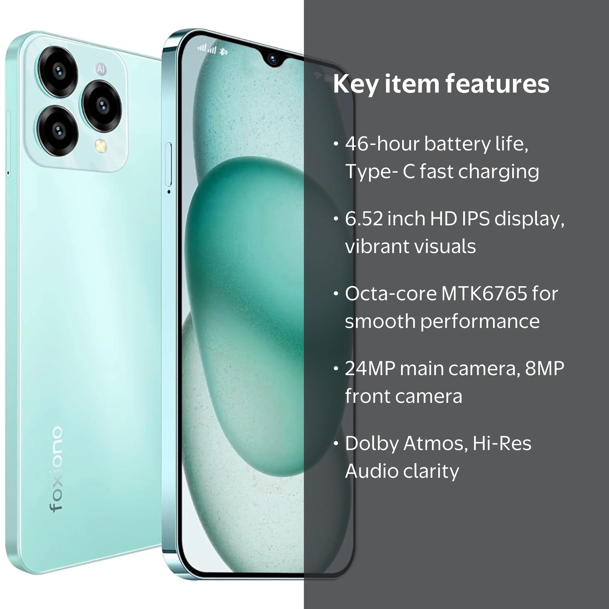 foxiono, Smartphone, H91, Green 6.52