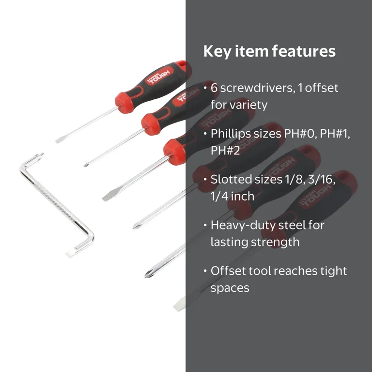 Hyper Tough Heavy-Duty Steel Phillips and Slotted Screwdriver Set