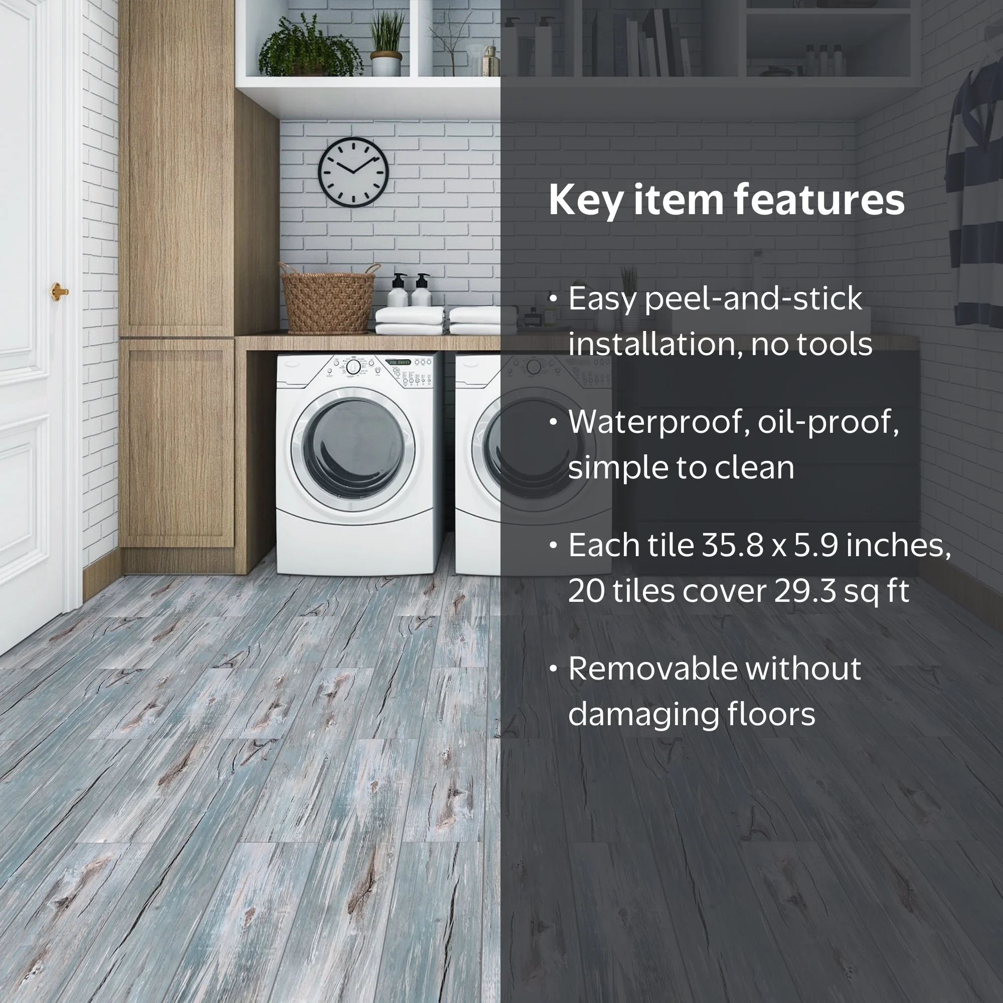 20-Pack Peel And Stick Floor Tile – Self-Adhesive PVC Vinyl Flooring, Waterproof, 6” X 6” Each, For Bathroom, Kitchen, Laundry & Balcony