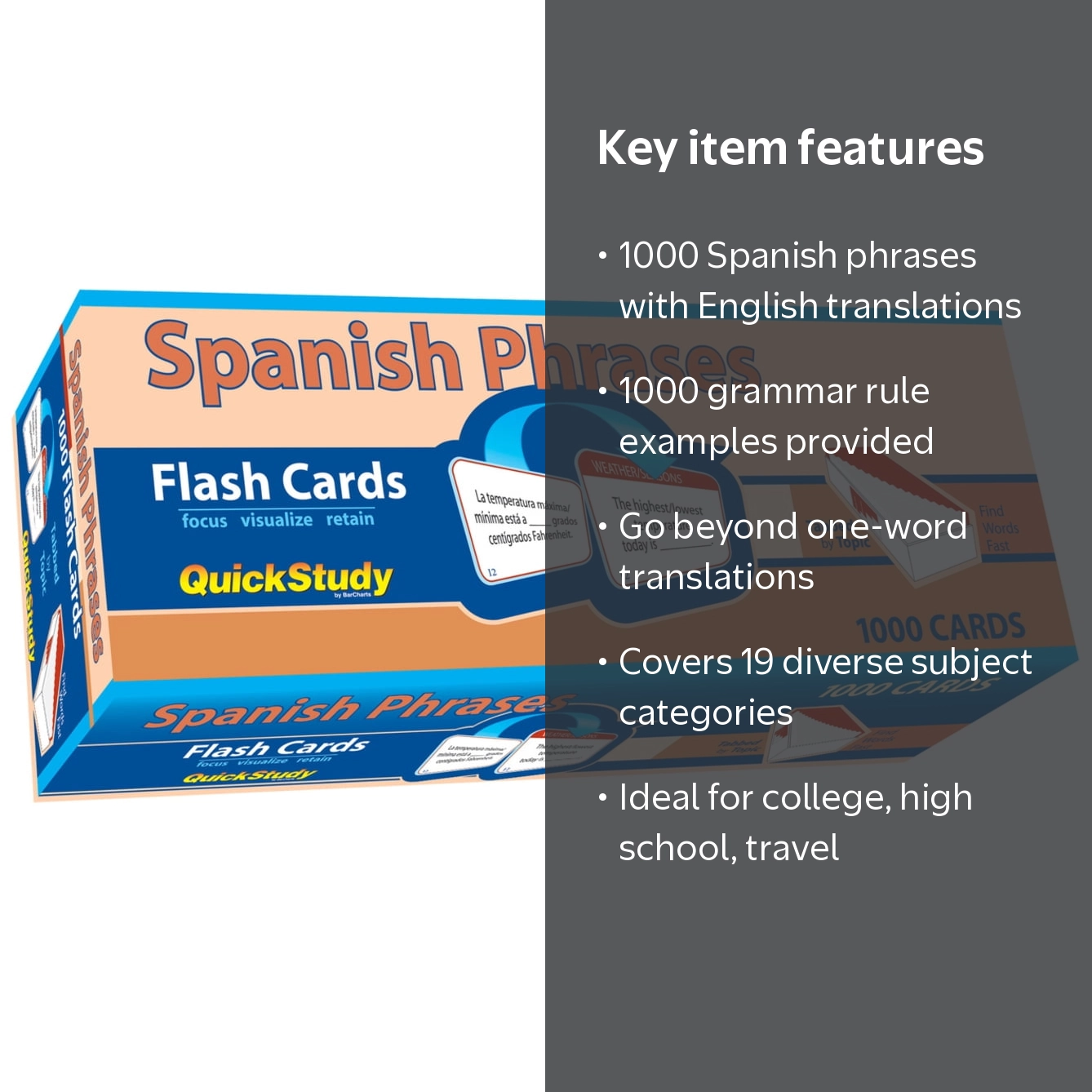 Joseph Levy, Spanish Phrases Flash Cards, 1000 cards, Language