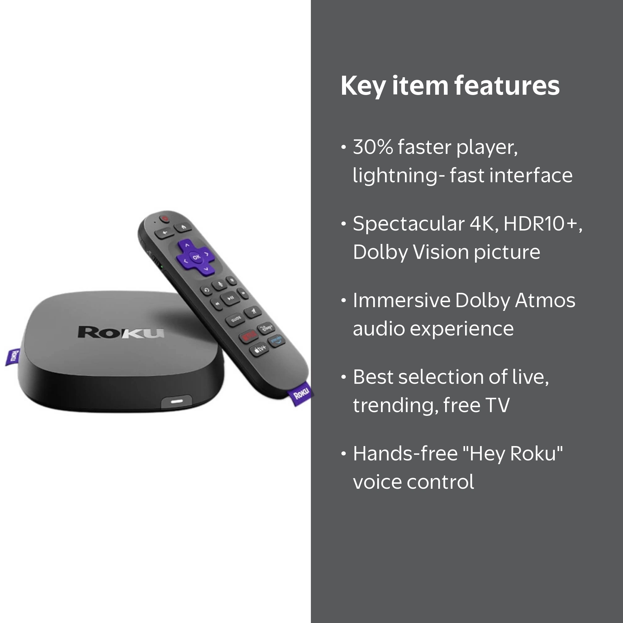 Roku Ultra 4K Streaming Player 2024, Cinematic Picture, Fast