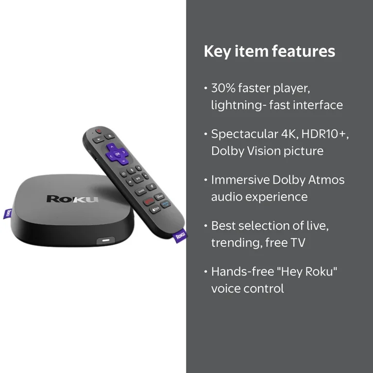 Roku Ultra 4K Streaming Player 2024, Cinematic Picture, Fast