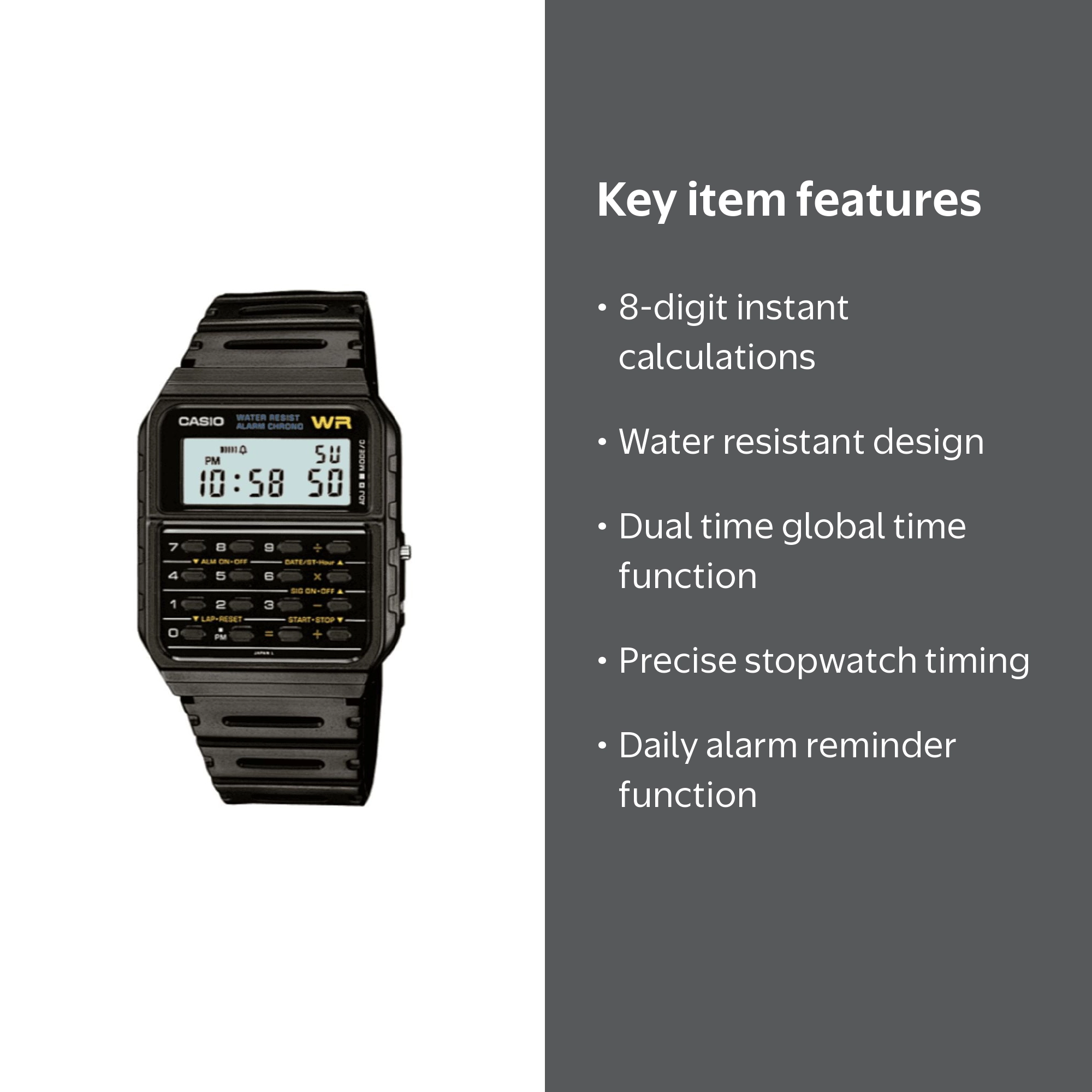 Casio Men's Classic 8-Digit Calculator Watch, Water Resistant