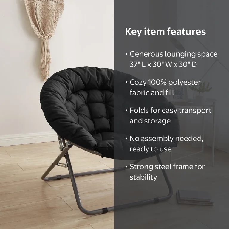 IDEA NUOVA Urban Shop Oversized Moon Saucer Chair, Polyester