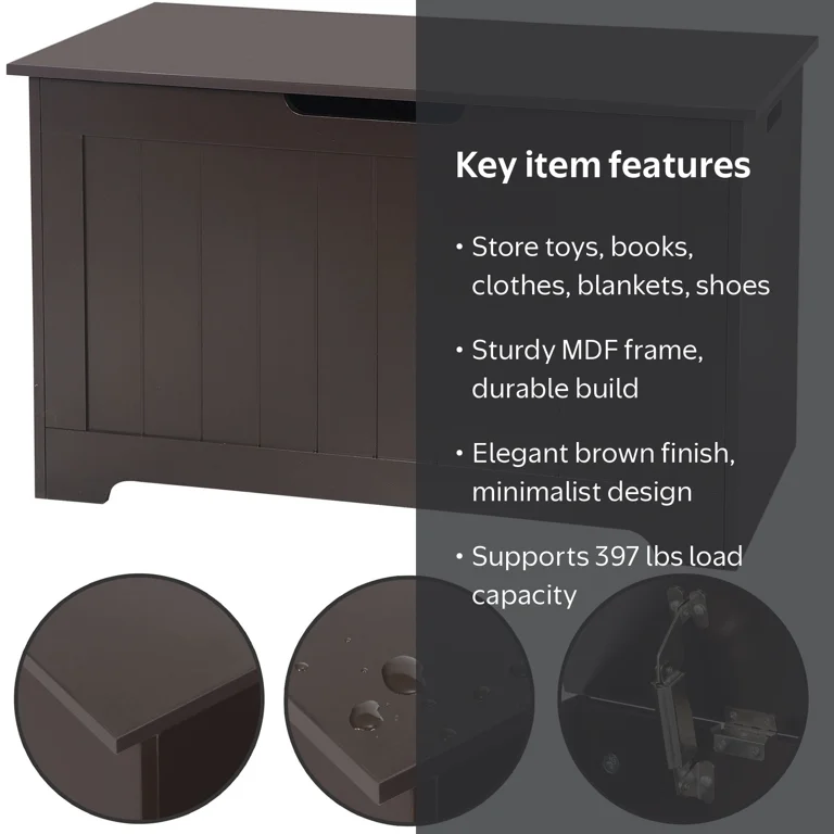 ZENSTYLE Modern Wooden Kids Toy Chest/Bench with Safety Hinge