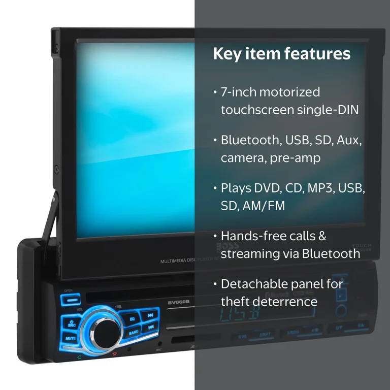 BOSS Audio Systems Elite BV860B Car DVD Player, 7 Inch Touchscreen