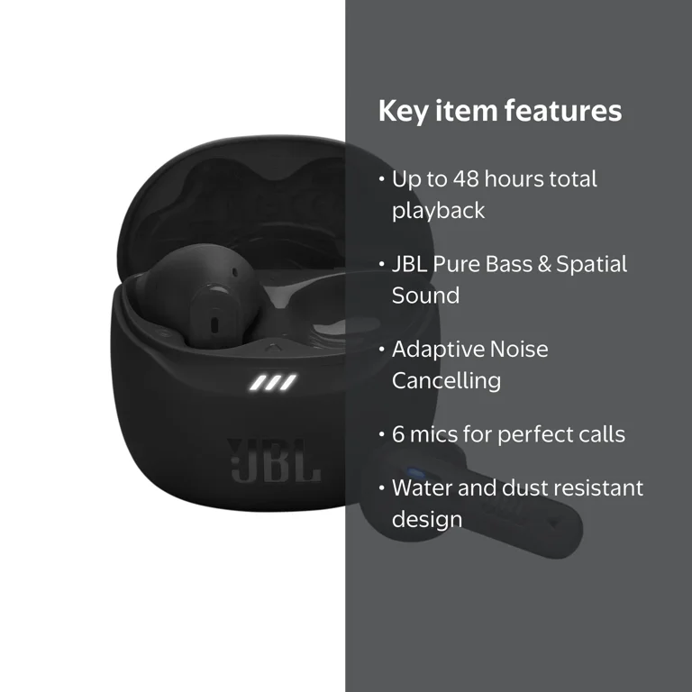 JBL, True Wireless Earbuds, Tune Flex 2, Inner Ear Black - Walmart.com