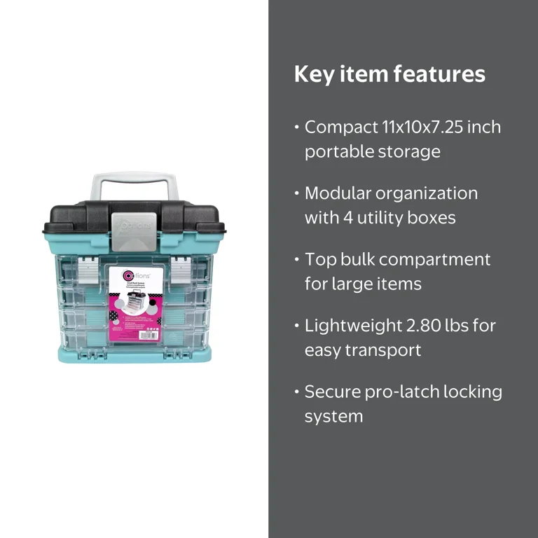creative options tackle box Shakespeare Customize-It latch locking system that keeps contents secure even if you drop it accidentally Creative Options Blue & Gray