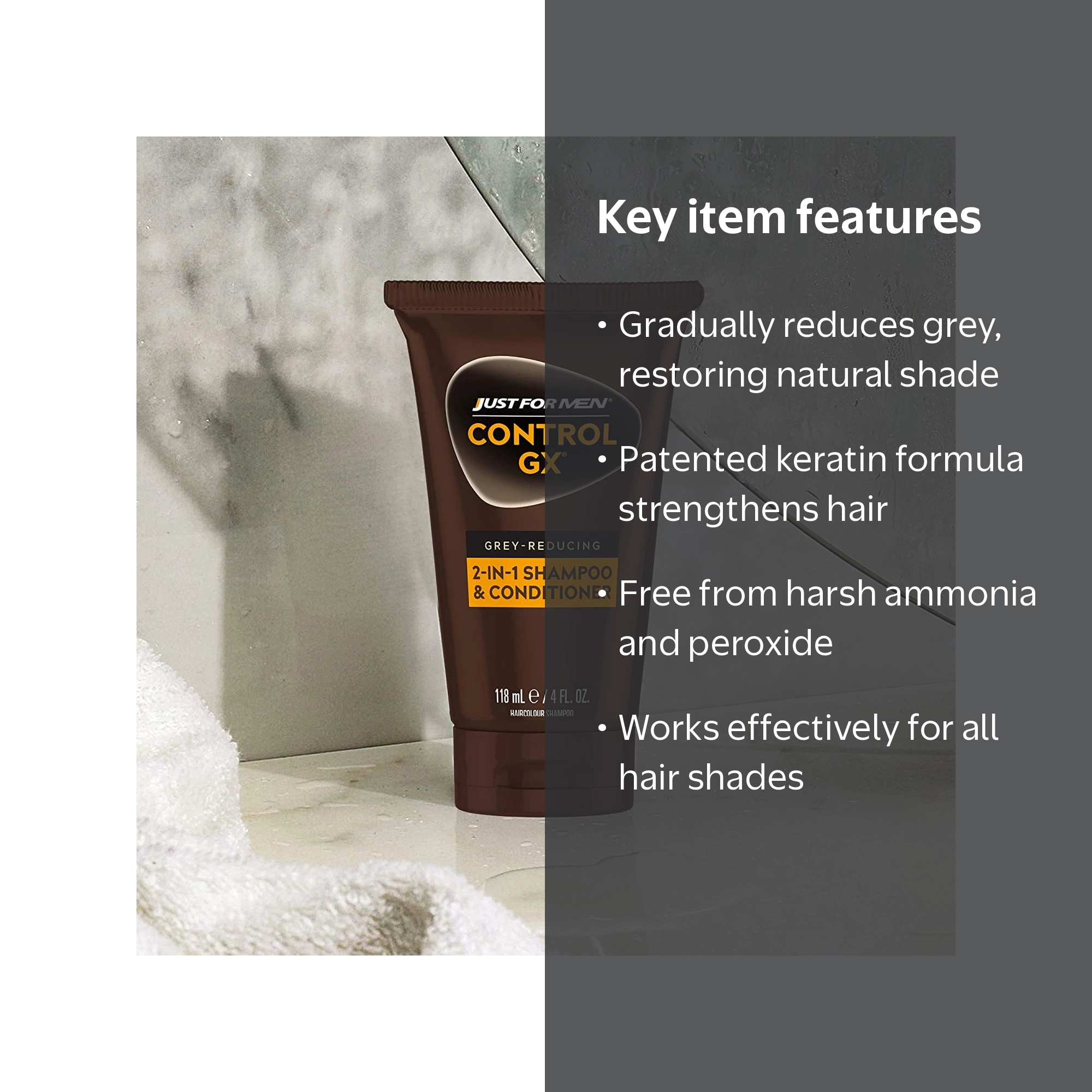 Just For Men, Grey Reducing Shampoo, 4 fl oz, Gradual Hair Color