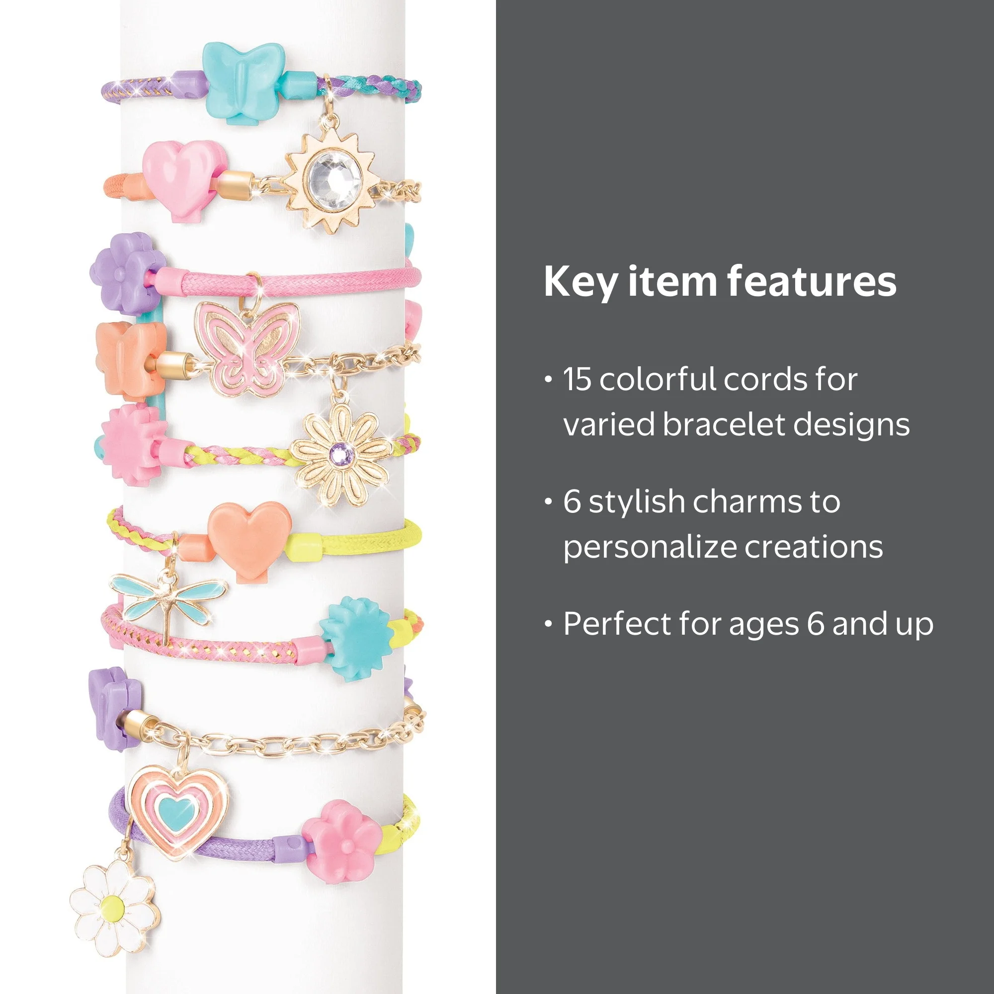 Make It Real: Linked Looks - 48pc DIY Bracelet Kit, Pastel Charms
