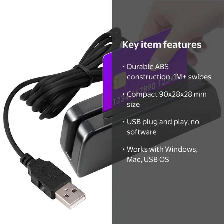 Volibel MSR123 USB Magnetic Stripe Card Reader, 3 Tracks, Bi