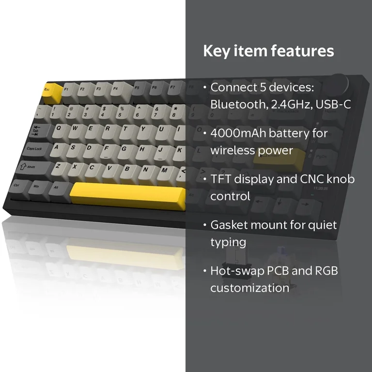 Ajazz AK820 Pro 75% Wireless Mechanical Keyboard TFT Display Knob
