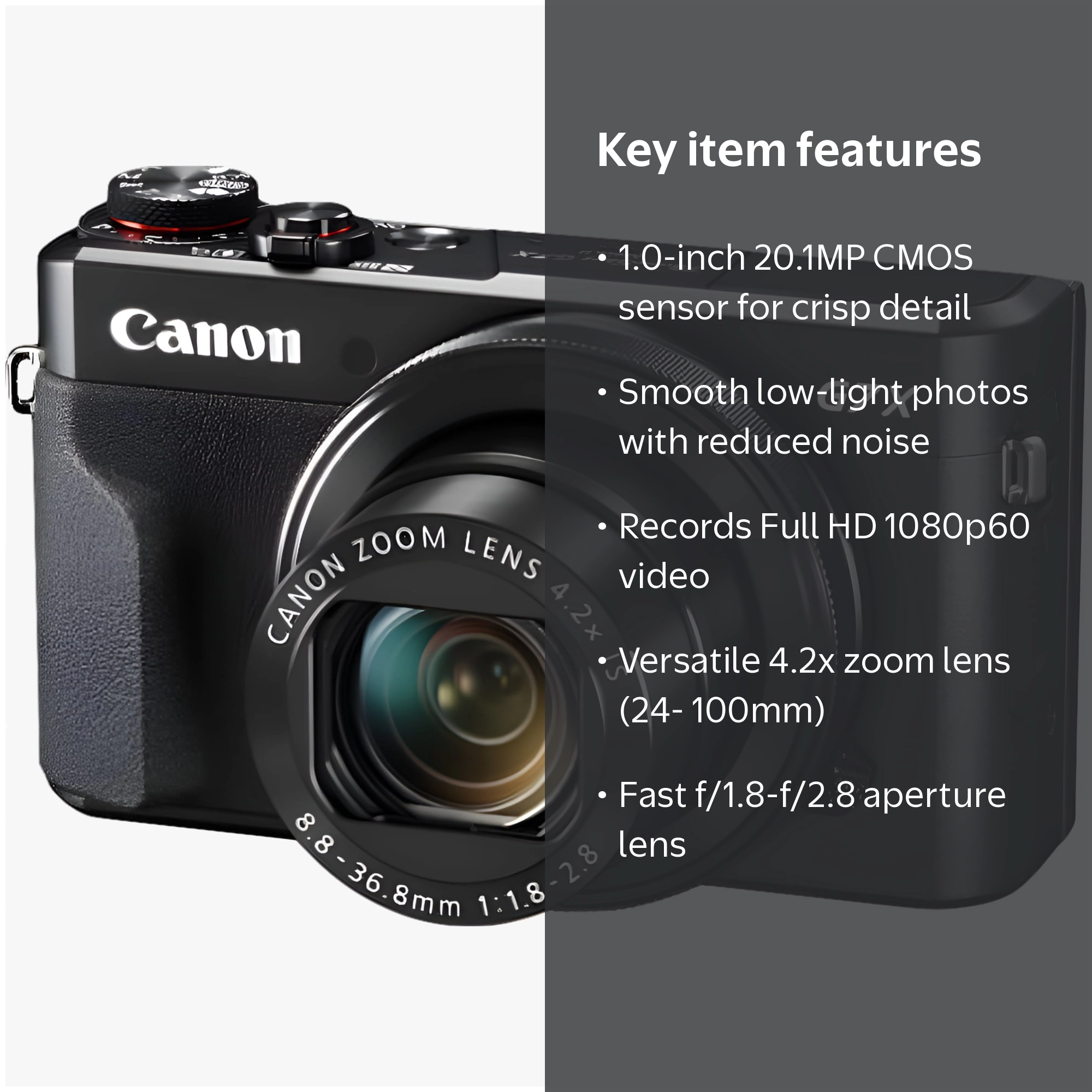 Canon G7 X Mark II Digital Camera, Wi-Fi NFC, 1-Inch Sensor, Full