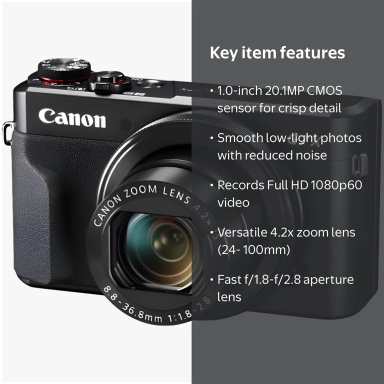Canon G7 X Mark II Digital Camera, Wi-Fi NFC, 1-Inch Sensor, Full