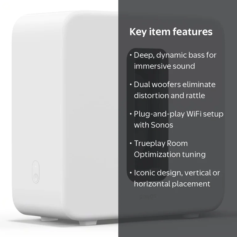 Sonos, Sub 4 Wireless Subwoofer, White, Deep Bass Experience