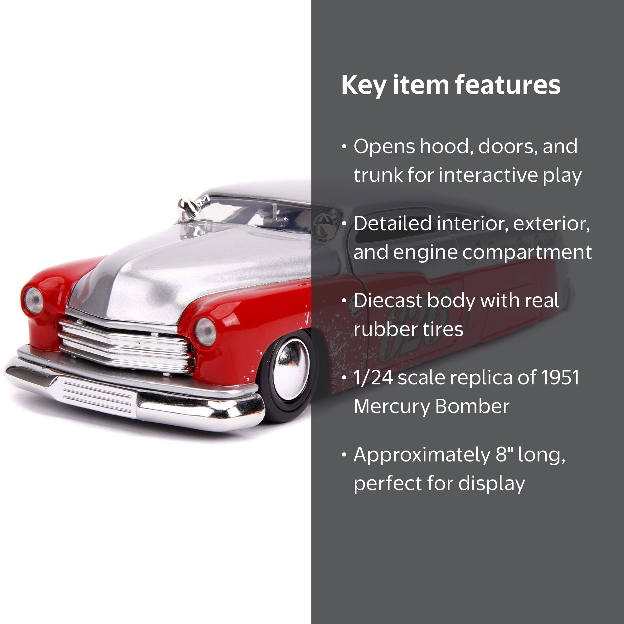 Jada Toys 31454 1951 Mercury Silver & Red No.626 Holley Bomber