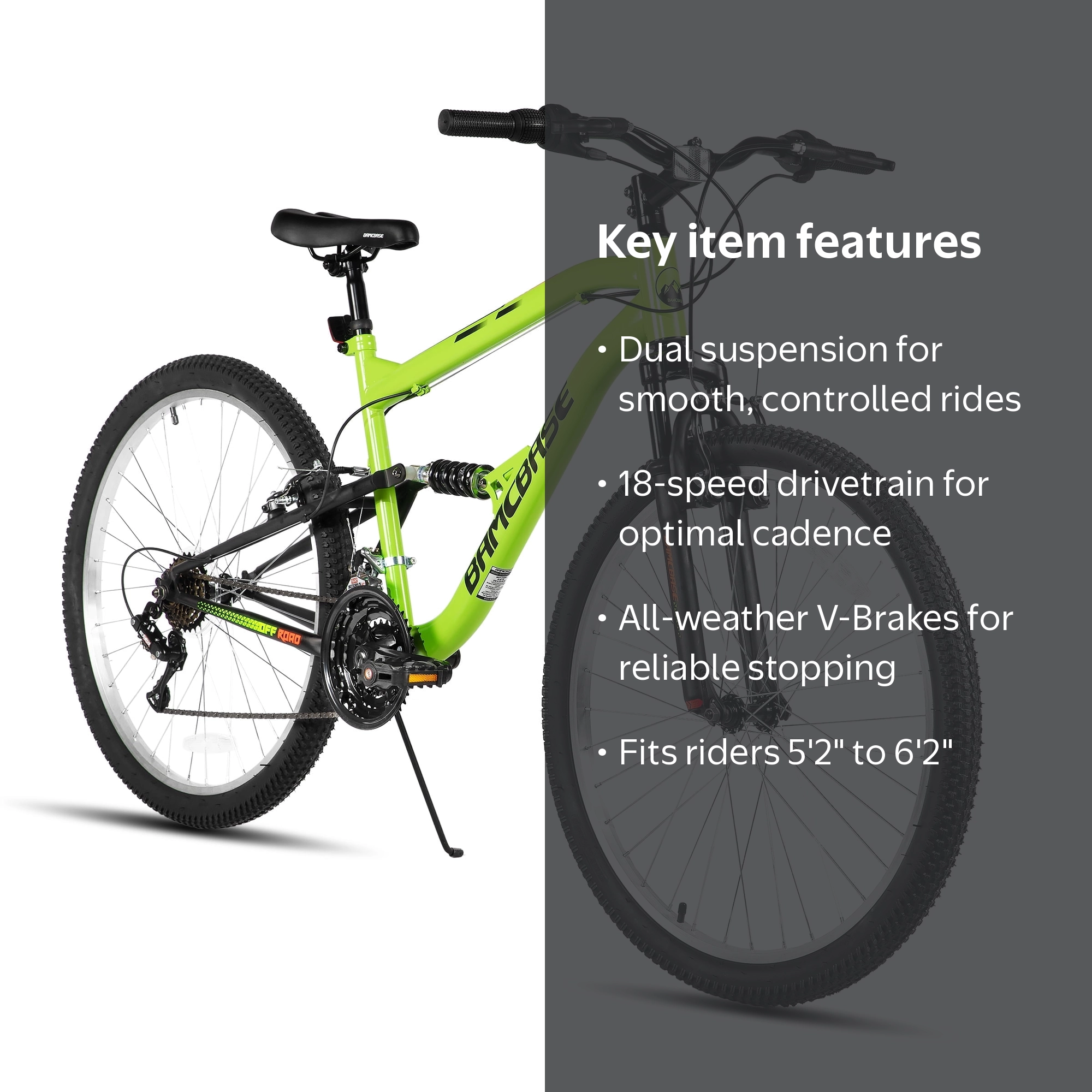 HILAND, Mountain Bike, Full Suspension, 18-Speed, 26 Inch Green