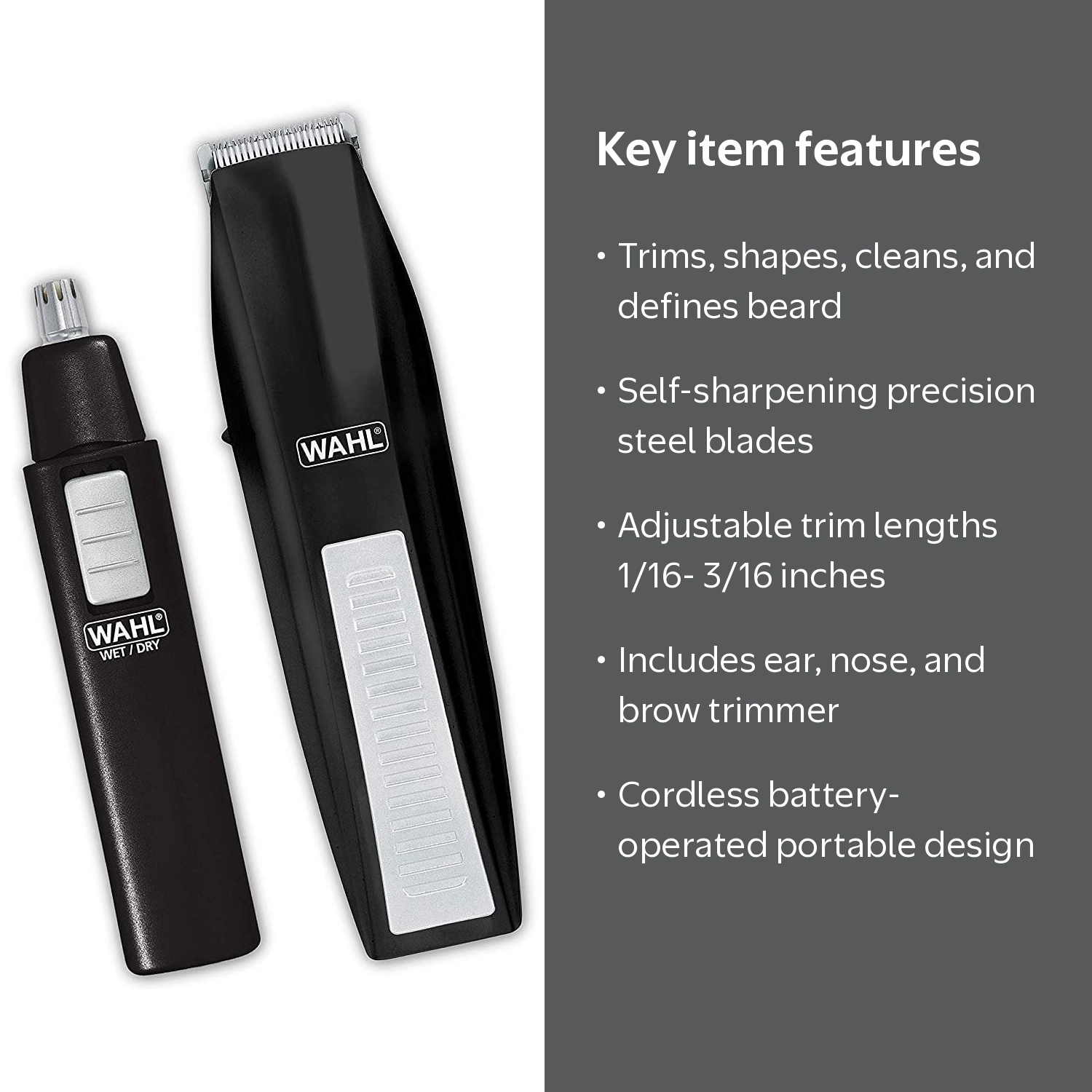 Wahl, Cordless Beard Trimmer, RRK150, Includes Ear Nose Brow