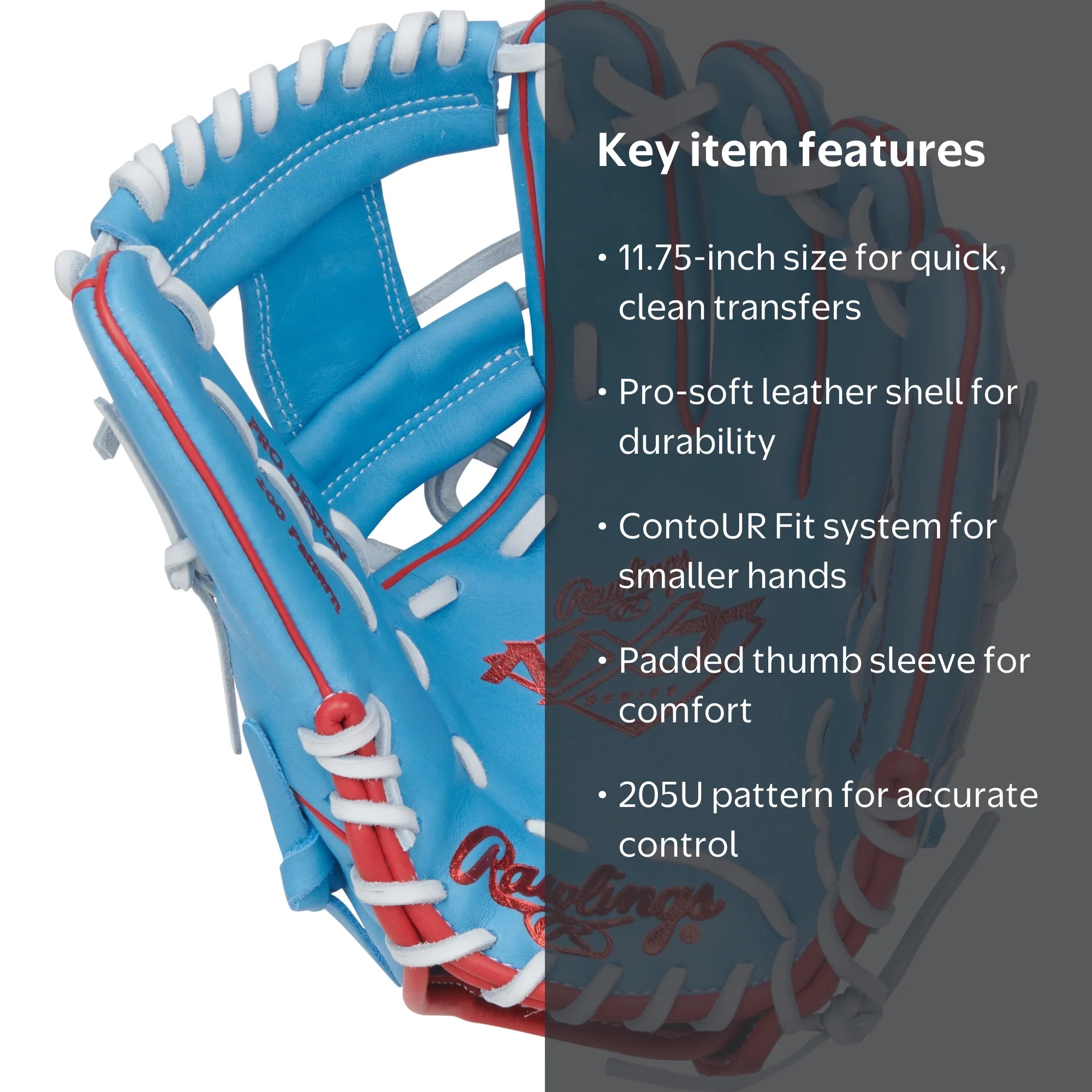 Rawlings NXT Infield Glove | 11.75-Inch | RHT | Columbia Blue