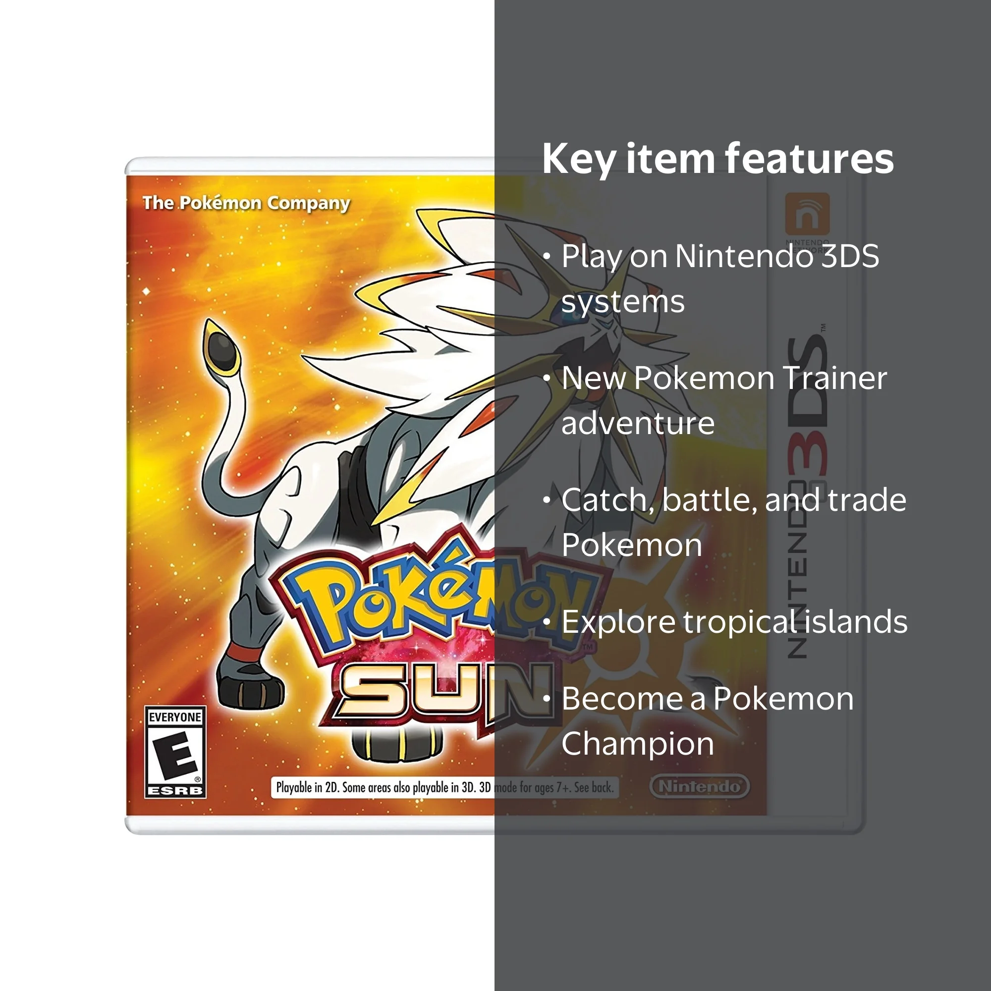 Nintendo, Pokemon Sun, Adventure RPG Game for Nintendo 3DS