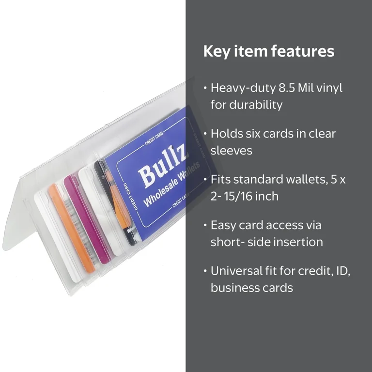 plastic card sleeves for wallets UTENEW 240 Slots Inserted Business Book Clear Credit Card Holders Card Inserts Wallet Holder Pictures/Business Cards : Office Products Approximately 2 credit cards thick Sets of Heavy Duty Vinyl