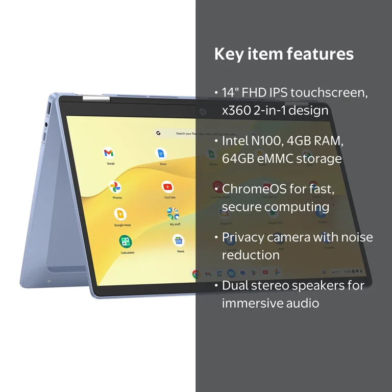 HP Chromebook x360 14 inch FHD IPS Touch 2-in-1 Laptop Intel