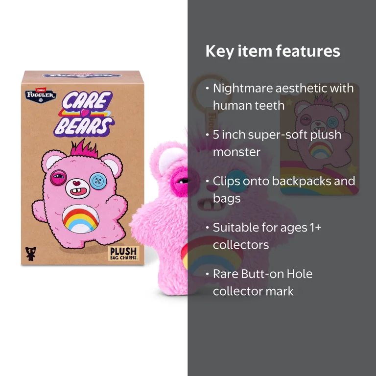 Fuggler, Care Bear Keyring, 5 Inch Plush, Collectible Accessory