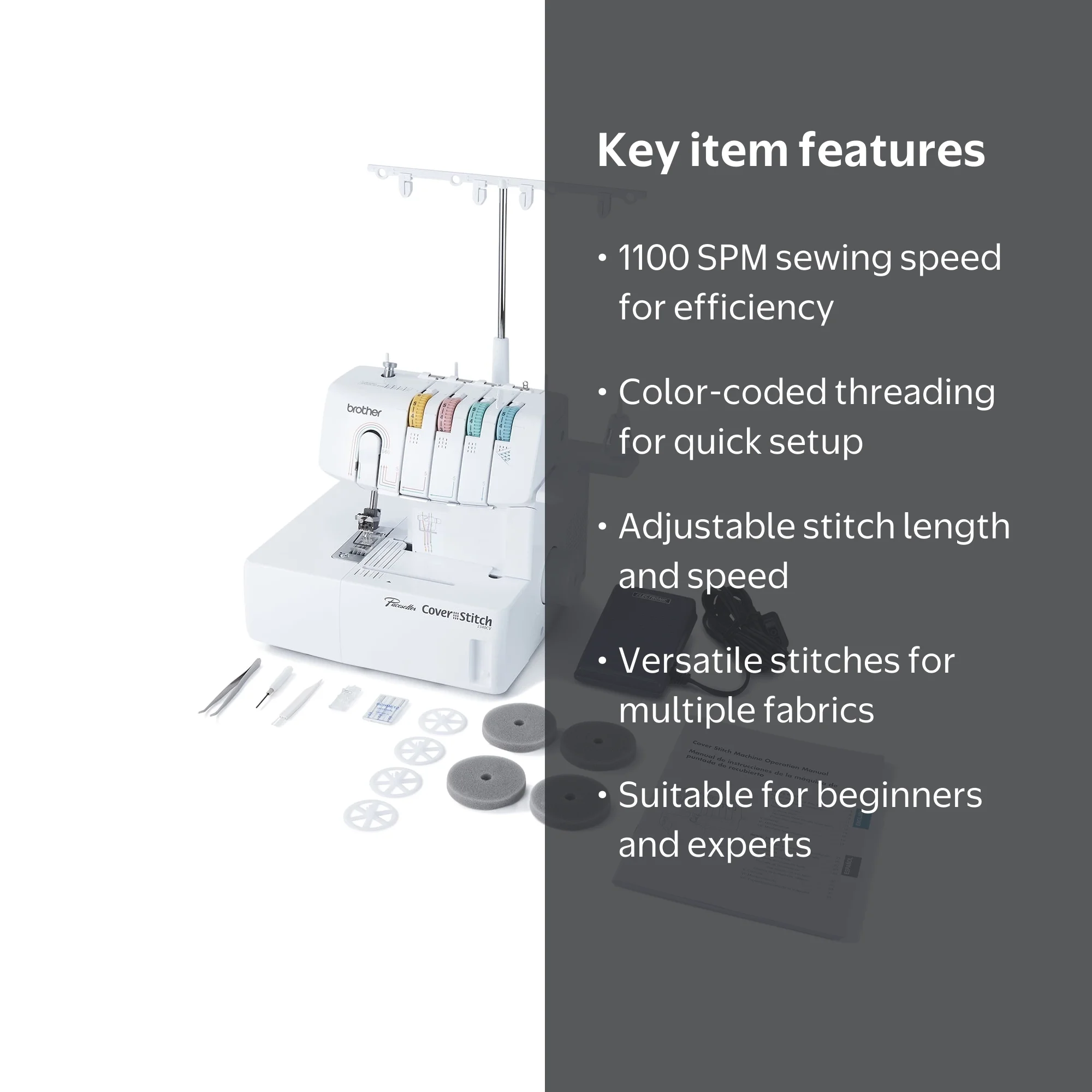 Brother 2340CV Coverstitch Sewing Machine with Color-Coded